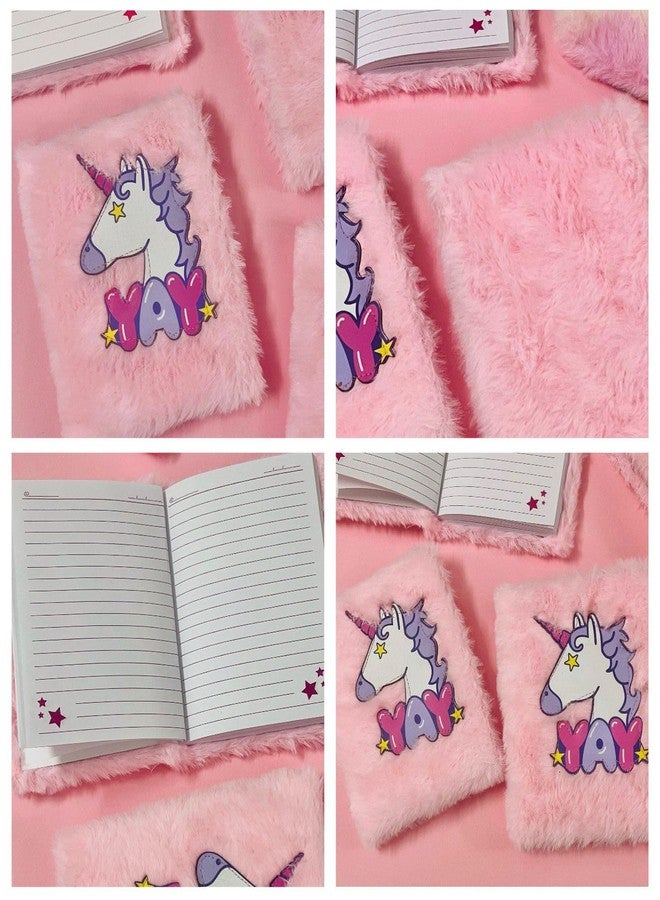 Le Delite 13 Pcs Unicorn Gift Combo Set For Girls Kids Fur Diary Gift Bag Stationery Set Age 6-8 Years 10-12 Year I Stickers, pen, pouch, badge, Eraser, Wallet & colors(Pink) - Image 5